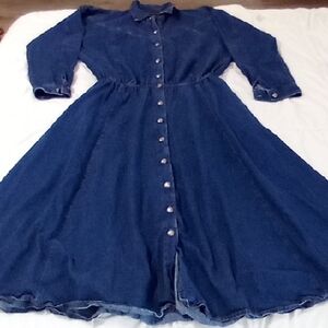 Vintage Chic Denim Blue Maxi Dress